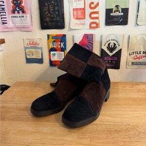 Vintage Hush Puppies Waterproof Patchwork Suede Mid-Calf Boots Brown 9M Canada